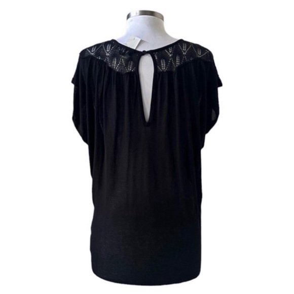 Bebe Black Short Sleeve Pointelle Knit Sweater Size Small - Picture 4 of 8